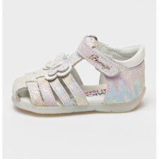 Sandale din piele intoarsa cu velcro si imprimeu