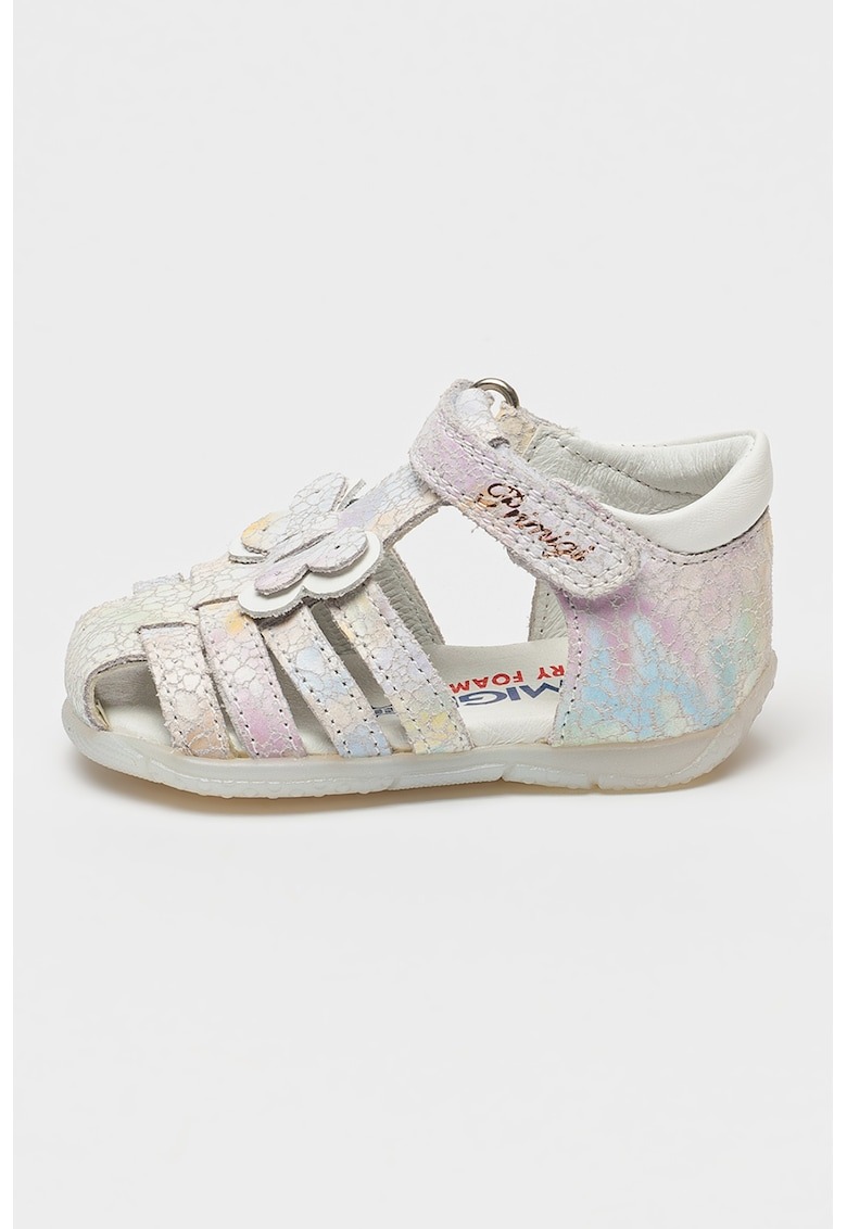 Sandale din piele intoarsa cu velcro si imprimeu 1 Sandale din piele intoarsa cu velcro si imprimeu