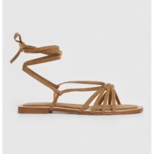 Sandale din piele intoarsa ecologica cu barete multiple