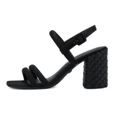 Sandale din piele intoarsa sintetica cu toc masiv