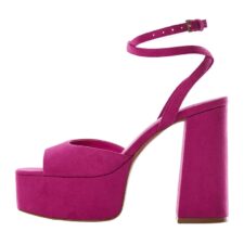 Sandale din piele intoarsa sintetica cu toc masiv Sou