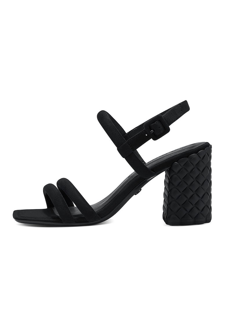 Sandale din piele intoarsa sintetica cu toc masiv 1 Sandale din piele intoarsa sintetica cu toc masiv