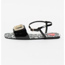 Sandale din piele lacuita cu aplicatii cu strasuri