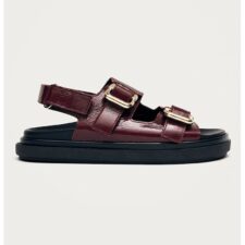 Sandale din piele lacuita cu inchidere velcro