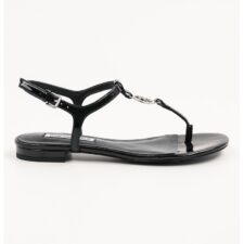 Sandale din piele lacuita cu logo