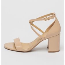 Sandale din piele lacuita cu toc masiv