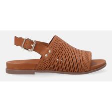 Sandale din piele maro cu catarama -