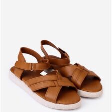 Sandale din piele maro cu inchidere scai