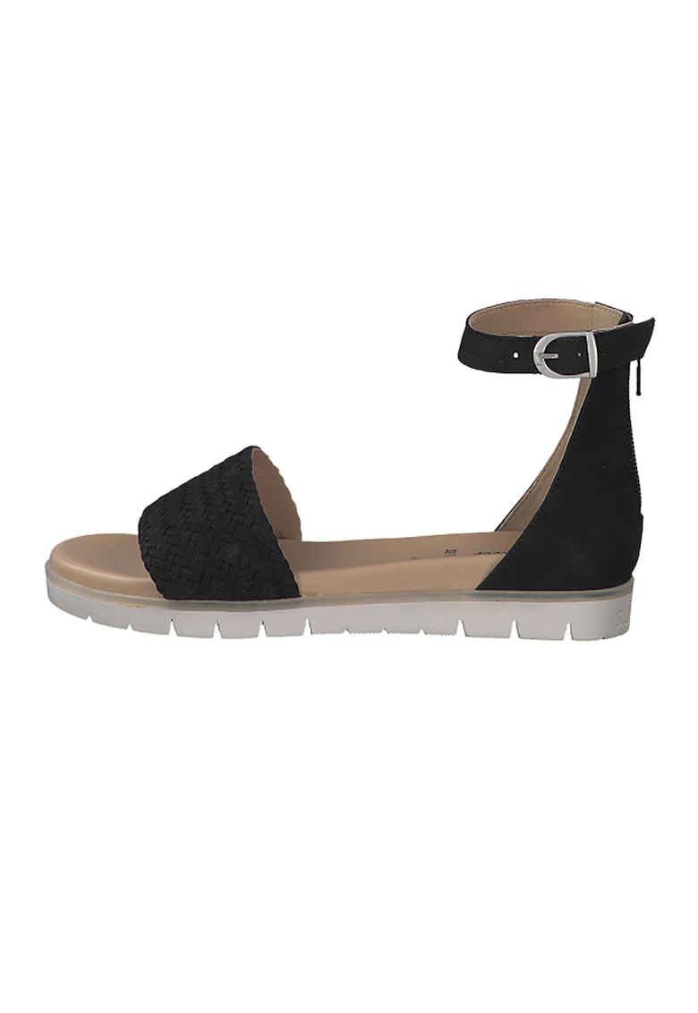 Sandale din piele nabuc cu bareta cu aspect impletit 1 Sandale din piele nabuc cu bareta cu aspect impletit