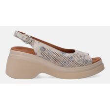 Sandale din piele nabuc cu perforatii decorative