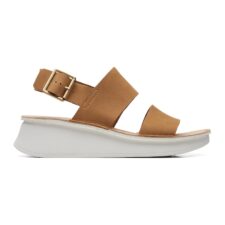 Sandale din piele nabuc cu talpa wedge