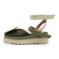 Sandale din piele si piele intoarsa cu banda velcro pe glezna