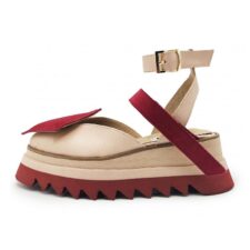 Sandale din piele si piele intoarsa cu bareta pe glezna