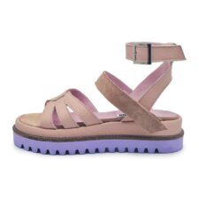 Sandale din piele si piele intoarsa cu talpa flatform