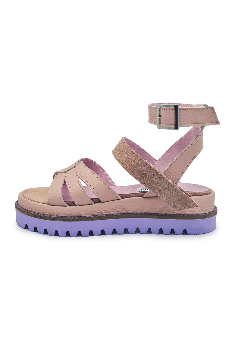 Sandale din piele si piele intoarsa cu talpa flatform 1 Sandale din piele si piele intoarsa cu talpa flatform