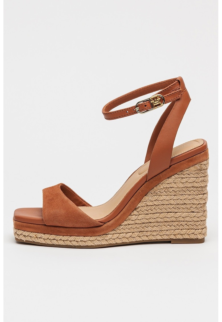 Sandale din piele si piele intoarsa cu talpa wedge 1 Sandale din piele si piele intoarsa cu talpa wedge