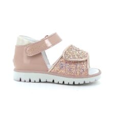 Sandale din piele sintetica cu velcro si bareta stralucitoare