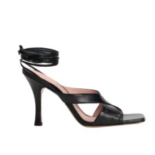 Sandale din piele  varf patrat si siret