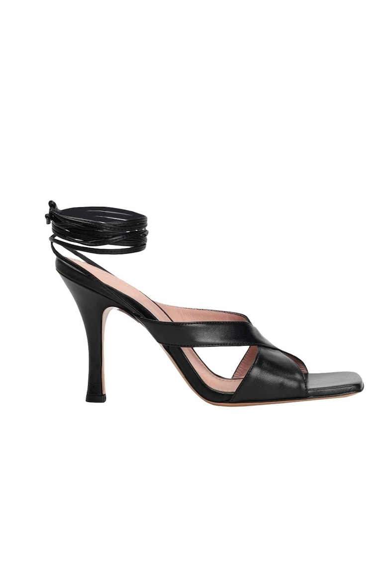 Sandale din piele varf patrat si siret 1 Sandale din piele varf patrat si siret