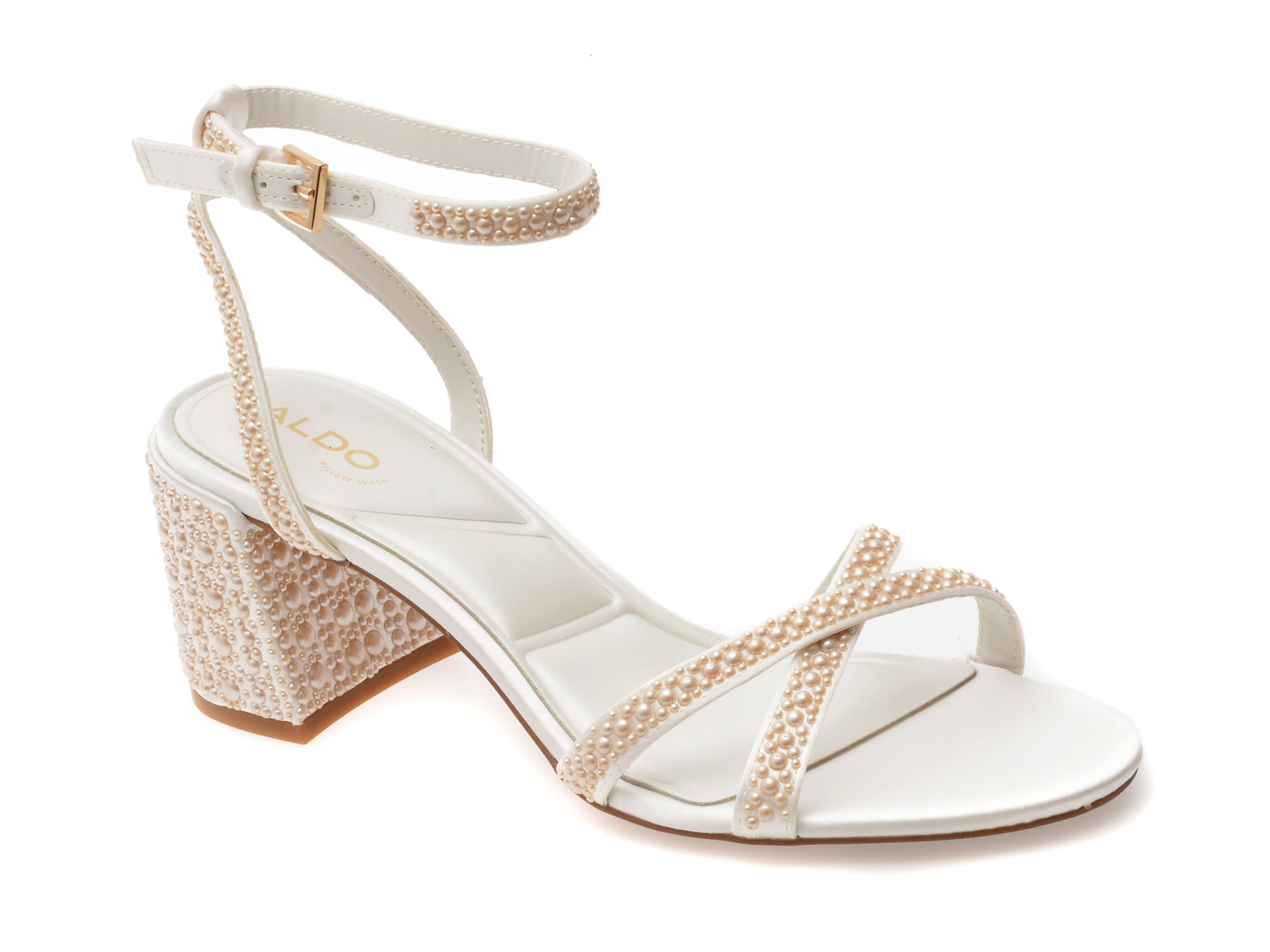 Sandale elegante ALDO albe, BOUCLETTIE 110, din material textil 1 Sandale elegante ALDO albe