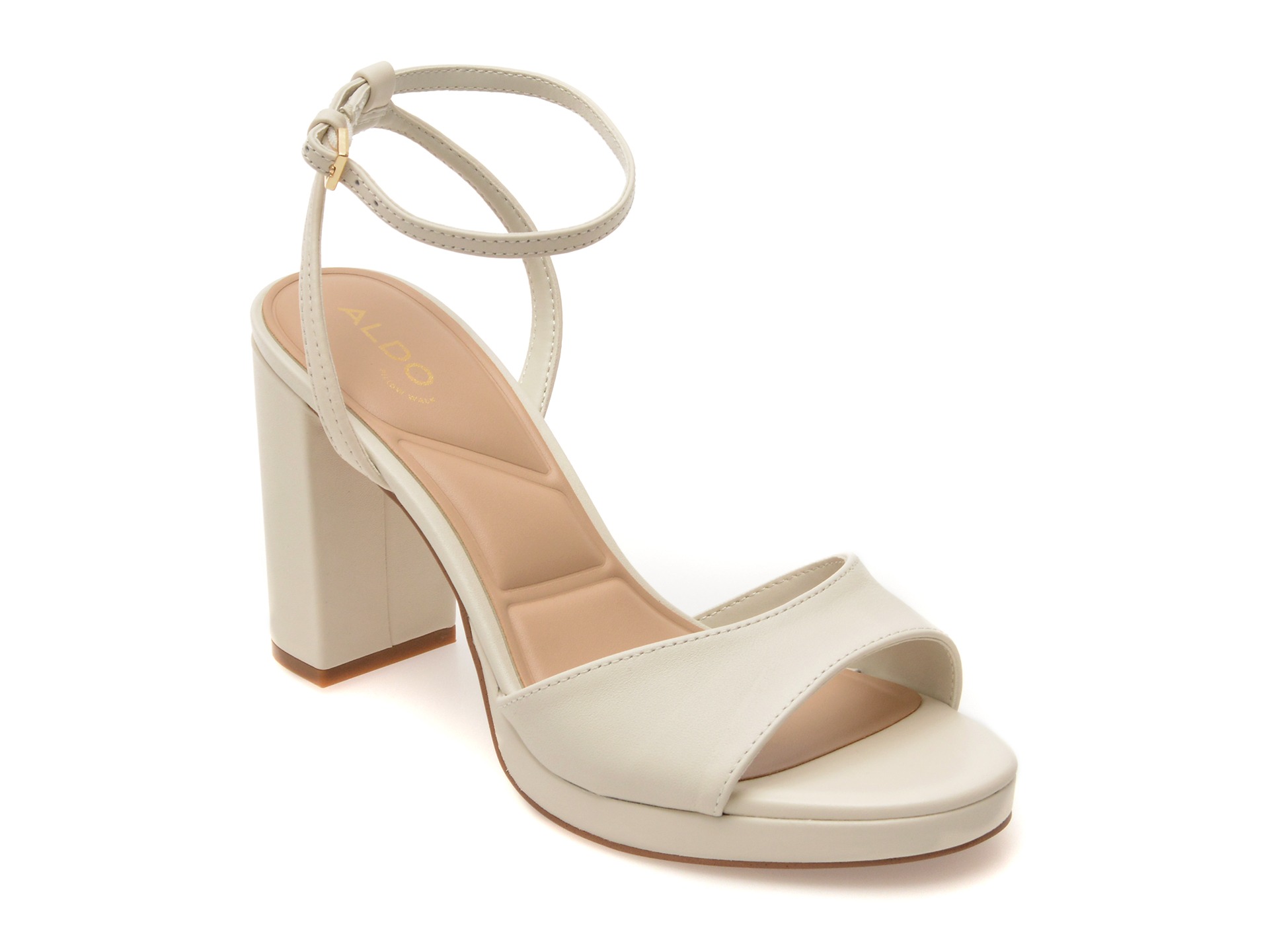 Sandale elegante ALDO albe, GRACIOUS 121, din piele naturala 1 Sandale elegante ALDO albe