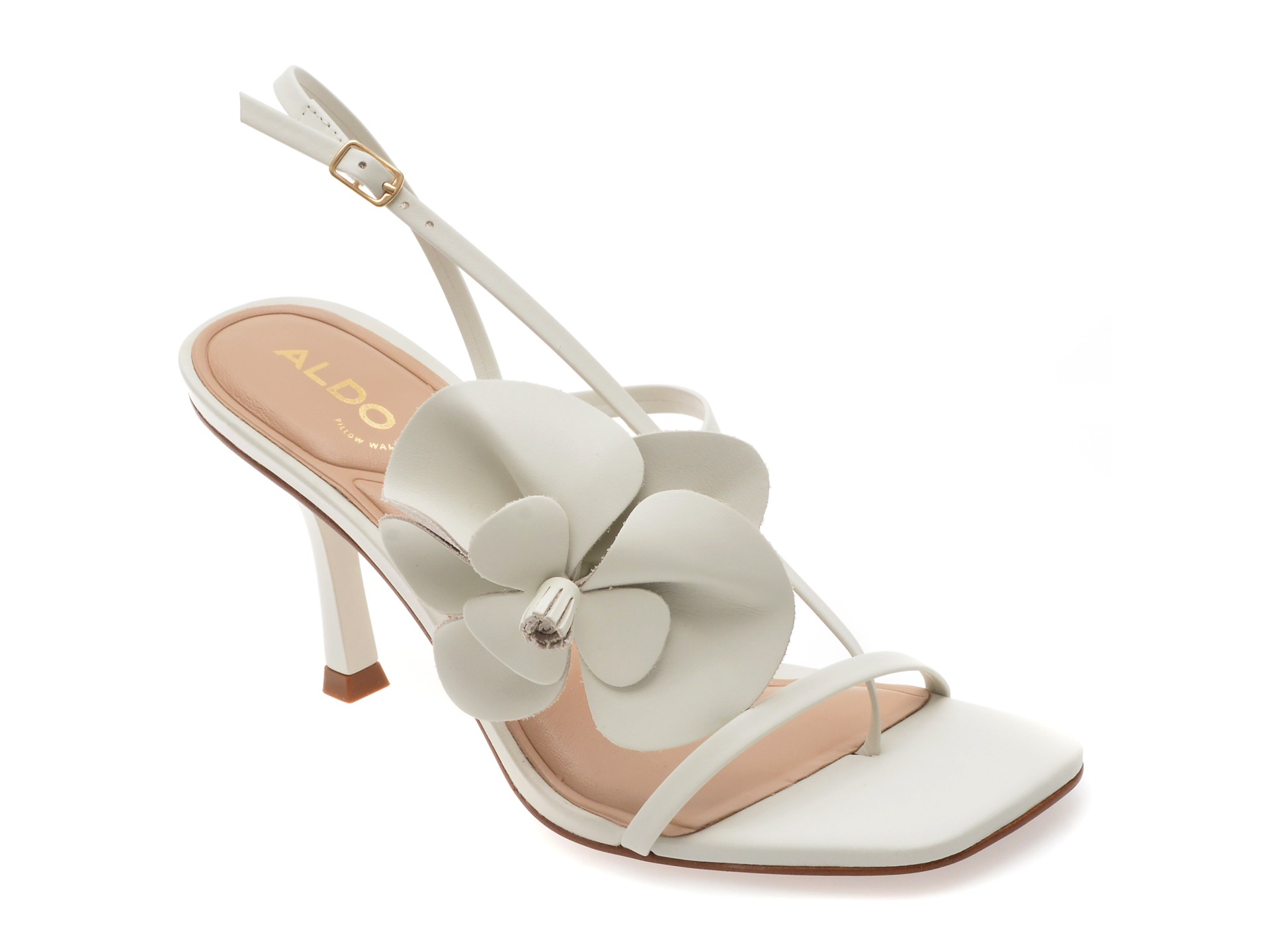 Sandale elegante ALDO albe, SANDFLOWER 121, din piele naturala 1 Sandale elegante ALDO albe
