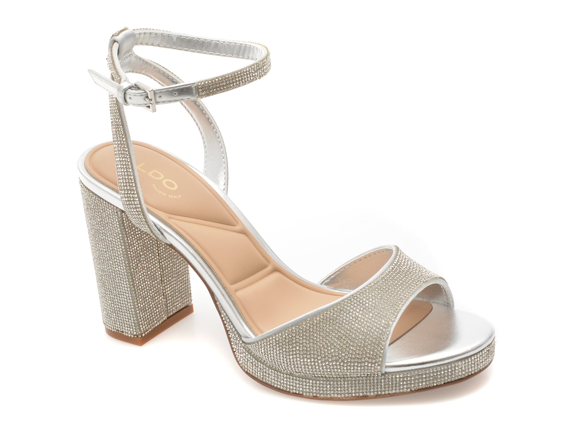 Sandale elegante ALDO argintii, ALLURING 040, din material textil 1 Sandale elegante ALDO argintii