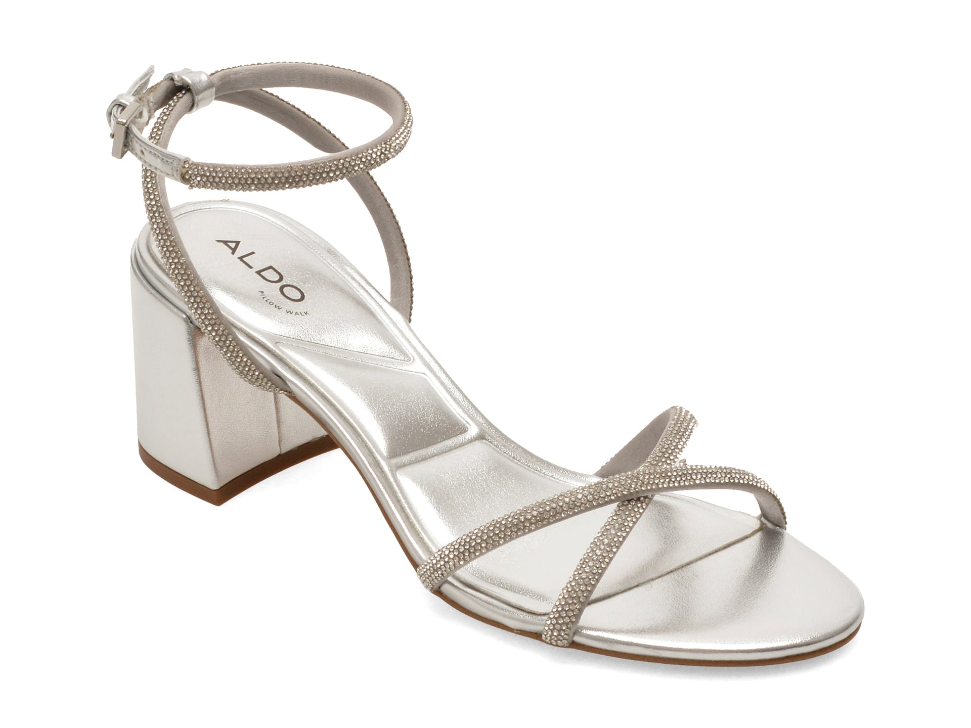 Sandale elegante ALDO argintii, BOUCLIETTE 040, din piele ecologica 1 Sandale elegante ALDO argintii
