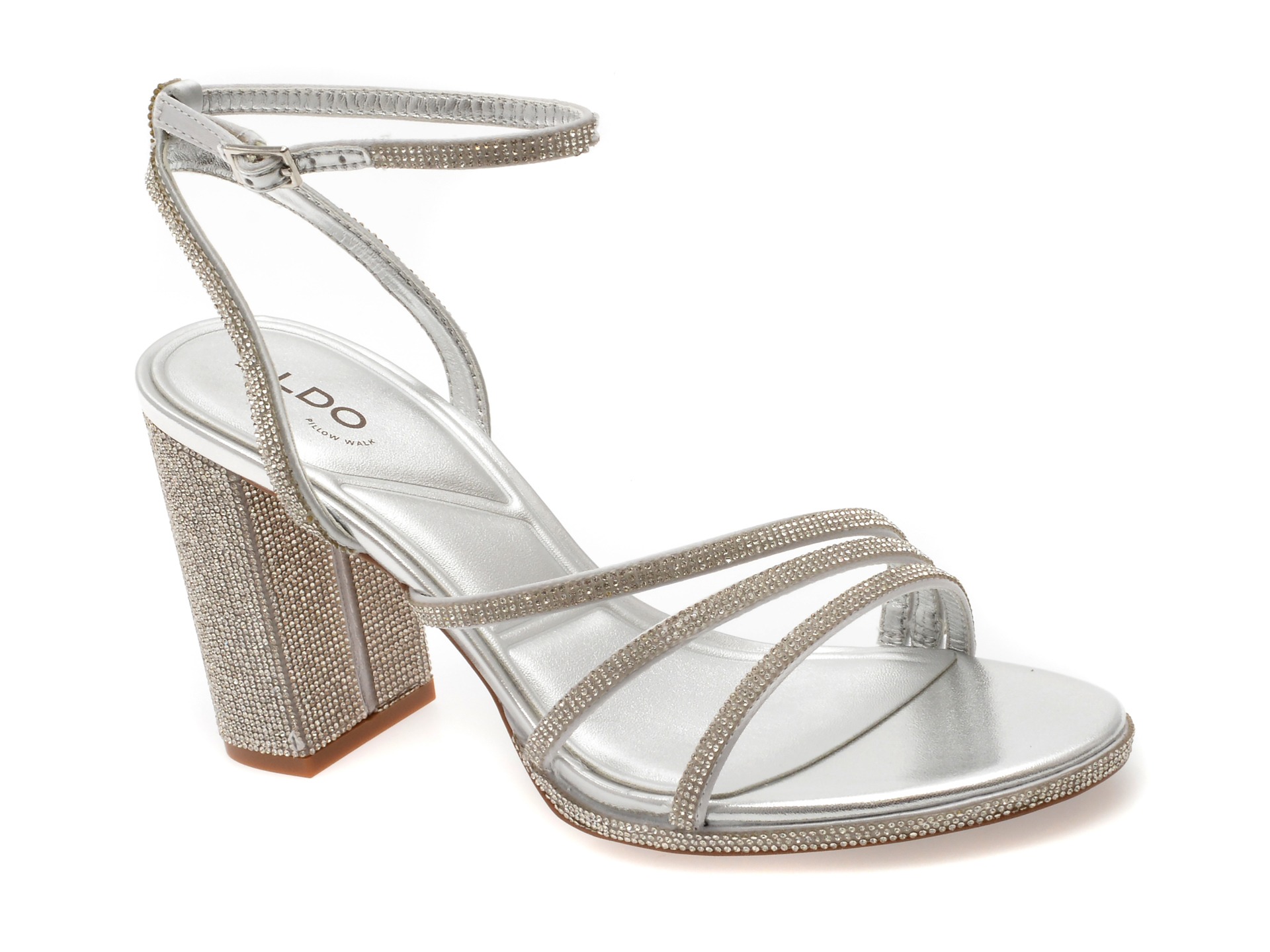 Sandale elegante ALDO argintii, CHICGLOW 040, din material textil 1 Sandale elegante ALDO argintii