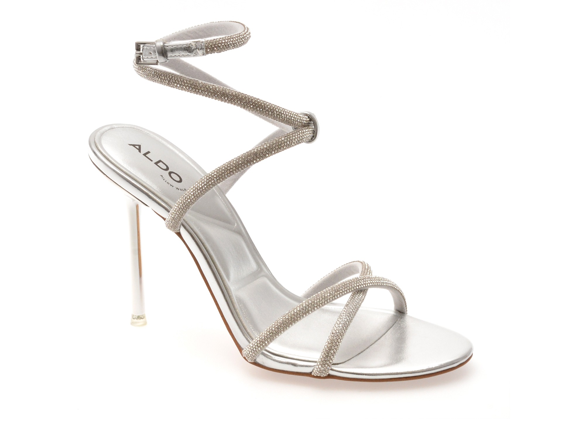 Sandale elegante ALDO argintii, MANAELDEN 040, din material textil 1 Sandale elegante ALDO argintii