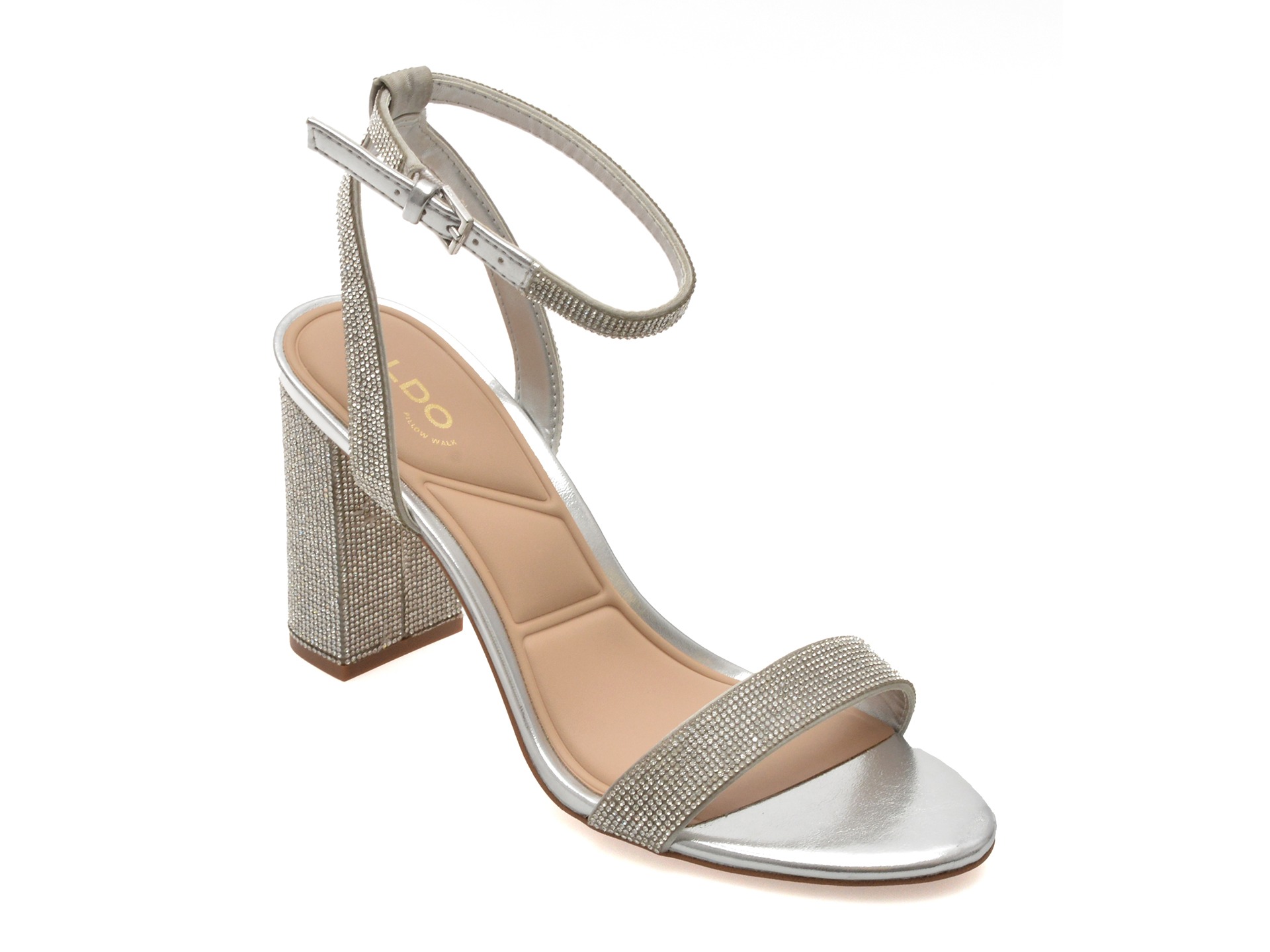 Sandale elegante ALDO argintii, RHIANNON 040, din piele ecologica 1 Sandale elegante ALDO argintii