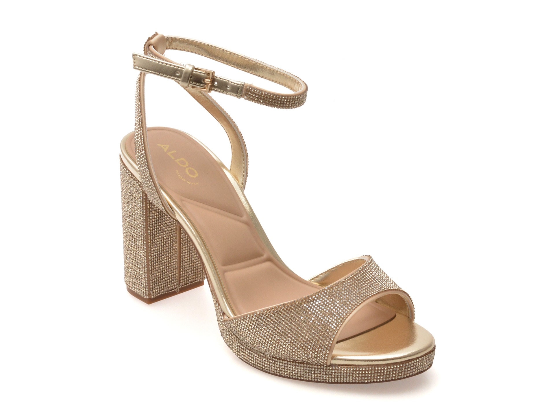 Sandale elegante ALDO aurii, ALLURING 741, din material textil 1 Sandale elegante ALDO aurii