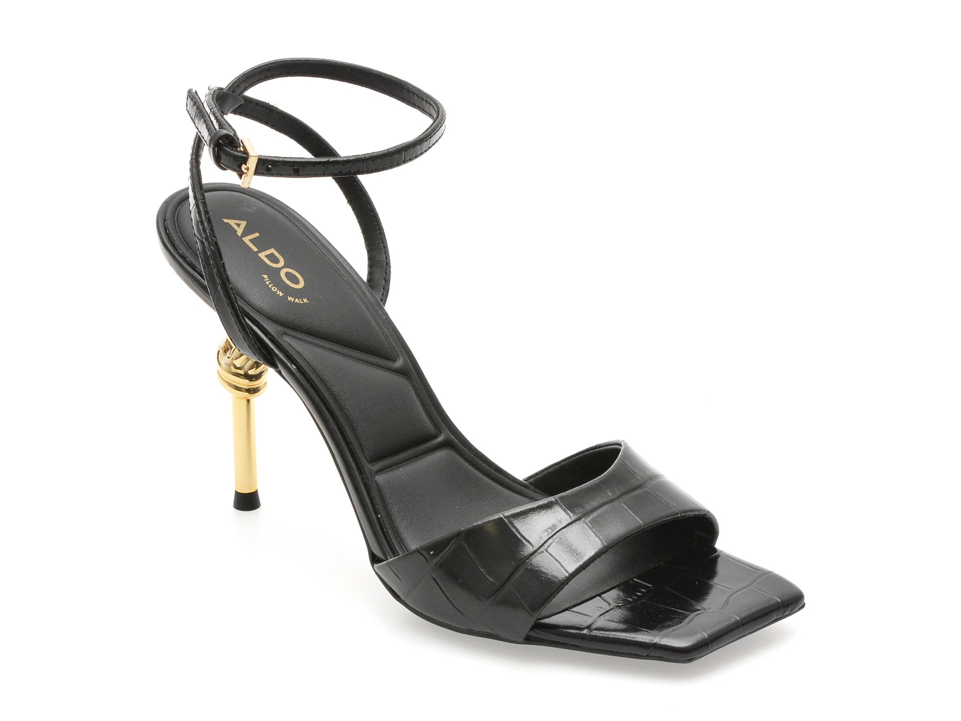 Sandale elegante ALDO negre, HARMONIOUS 001, din piele croco 1 Sandale elegante ALDO negre