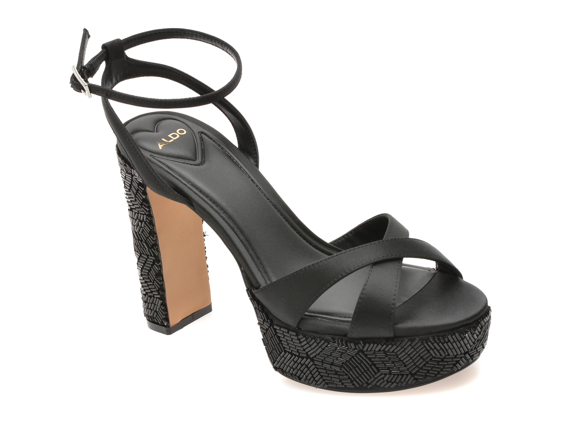 Sandale elegante ALDO negre, ROSINE 007, din material textil 1 Sandale elegante ALDO negre