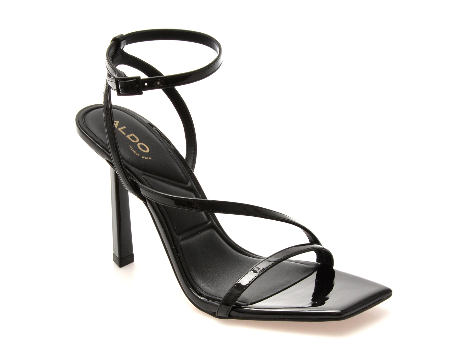 Sandale elegante ALDO negre, SCINTILLA 001, din piele ecologica lacuita 1 Sandale elegante ALDO negre