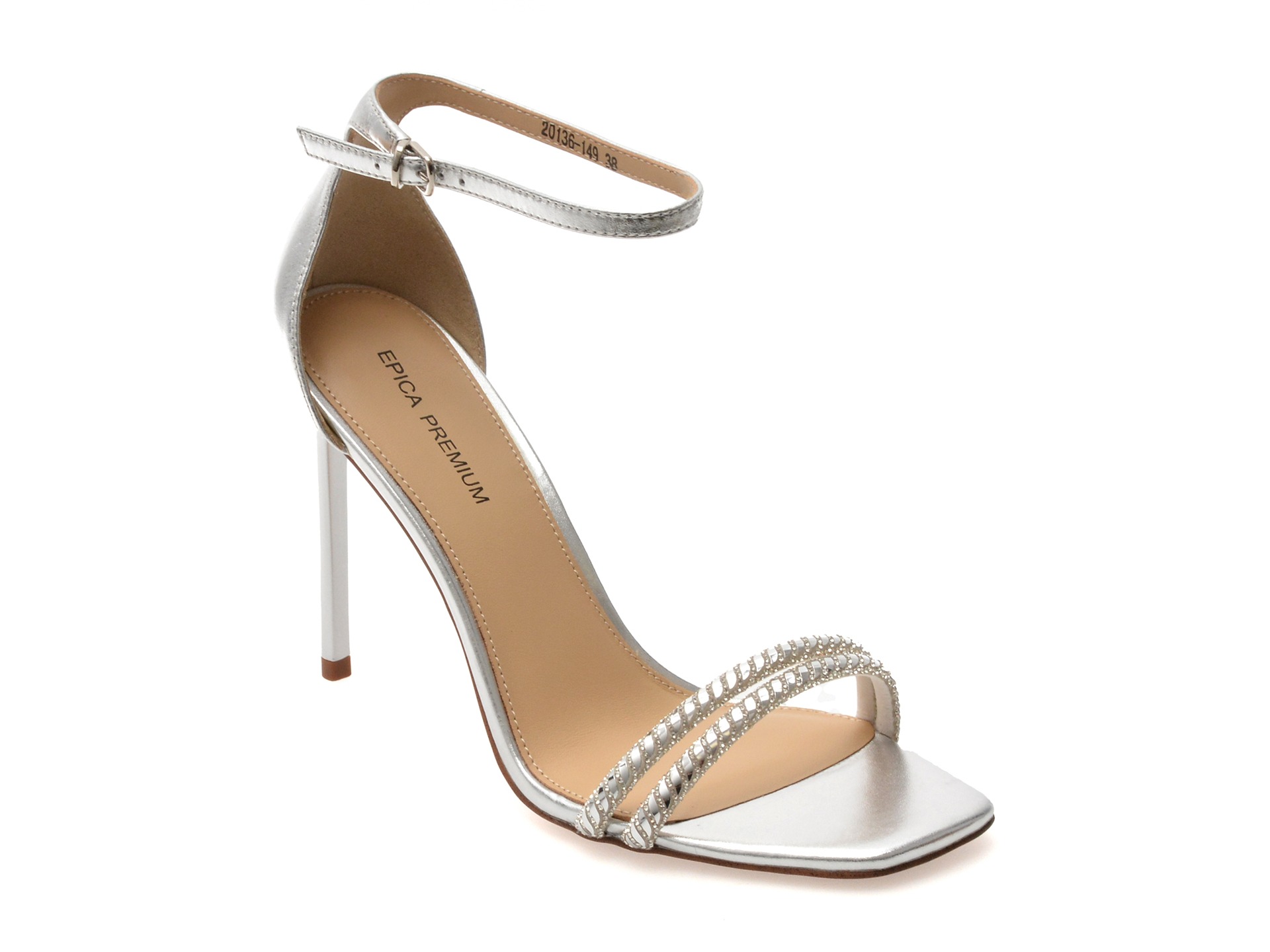 Sandale elegante EPICA PREMIUM argintii, 20136, din piele naturala 1 Sandale elegante EPICA PREMIUM argintii