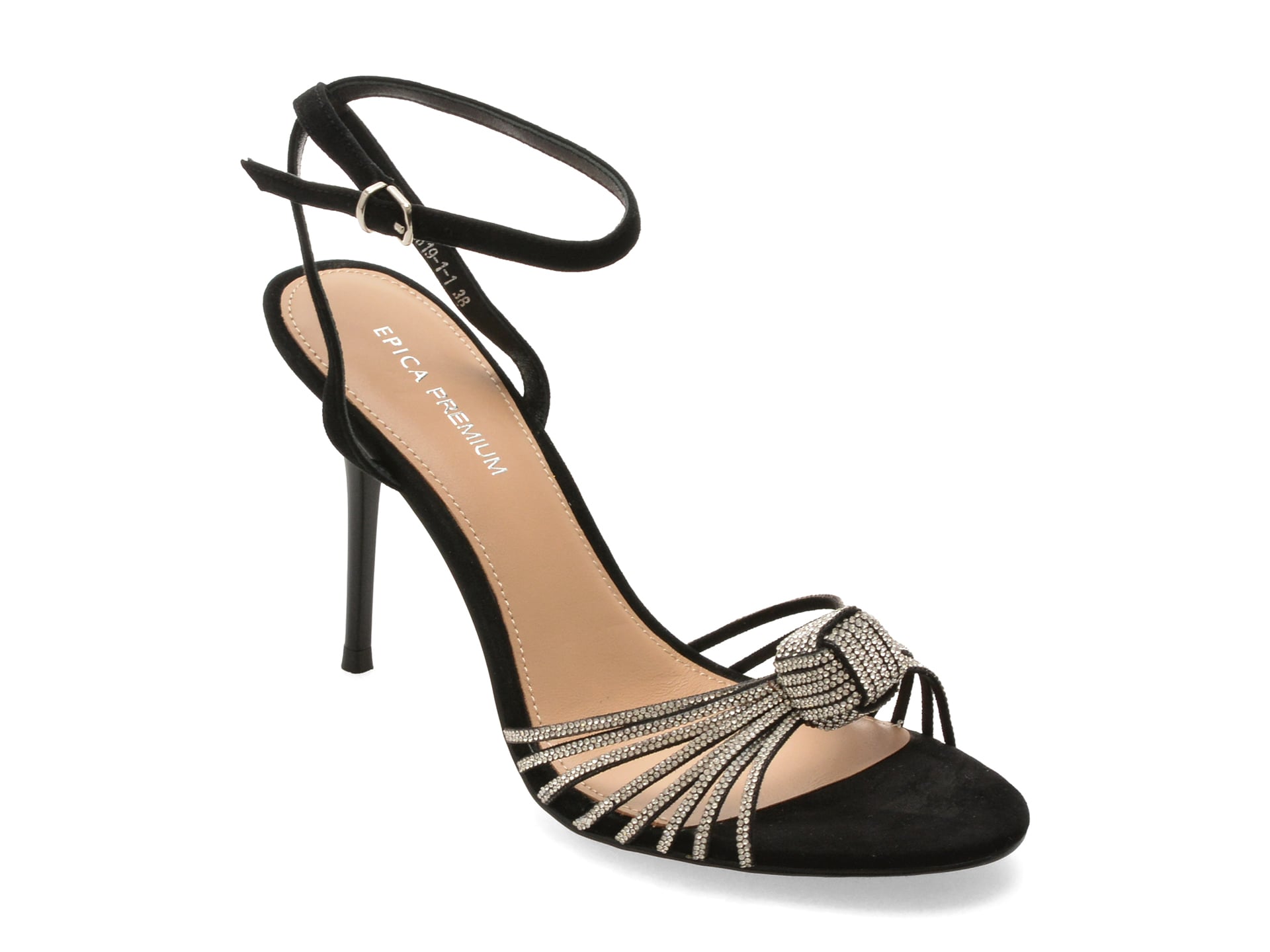 Sandale elegante EPICA PREMIUM negre, 2619, din piele intoarsa 1 Sandale elegante EPICA PREMIUM negre