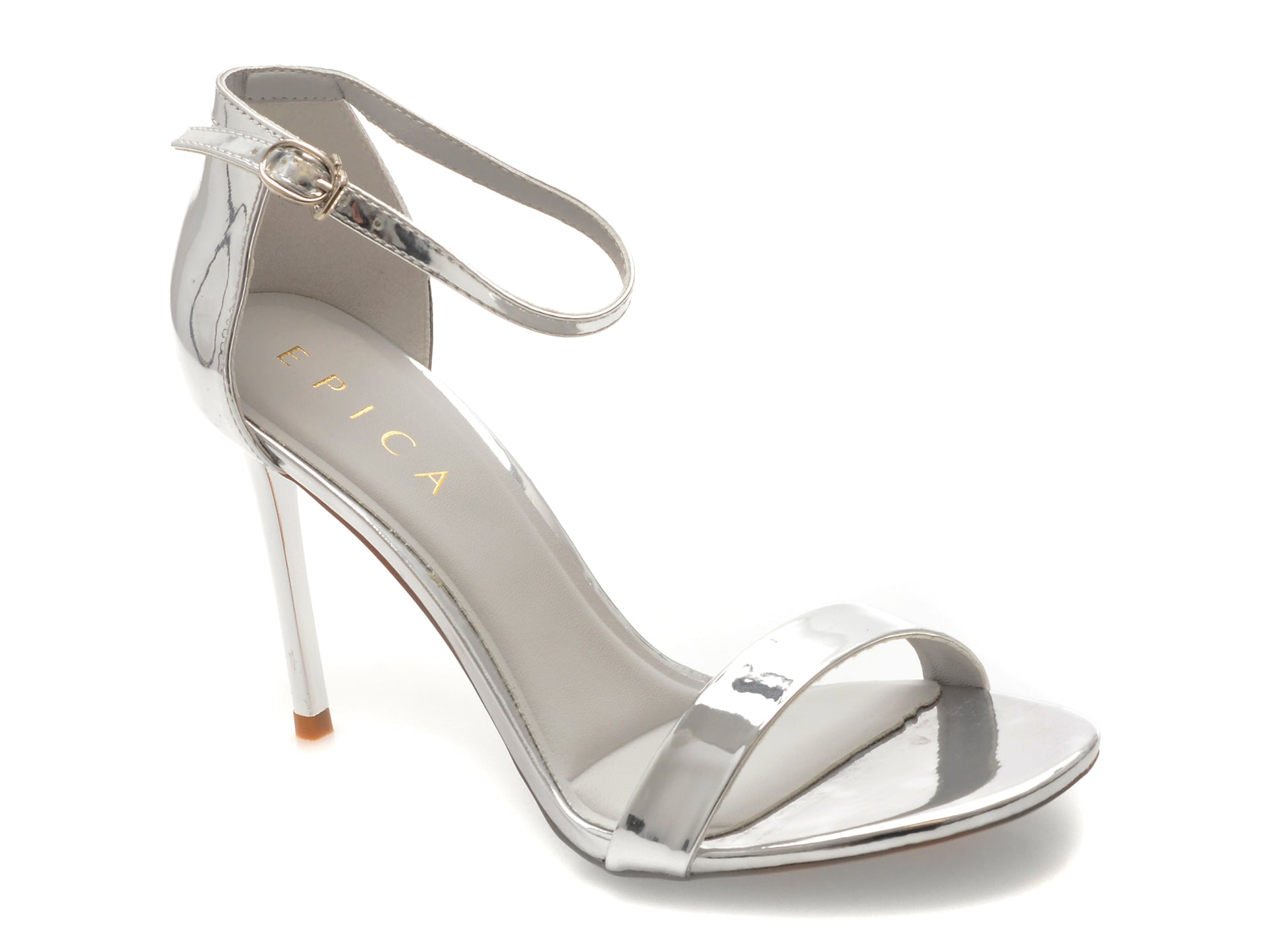 Sandale elegante EPICA argintii, 551, din piele ecologica lacuita 1 Sandale elegante EPICA argintii
