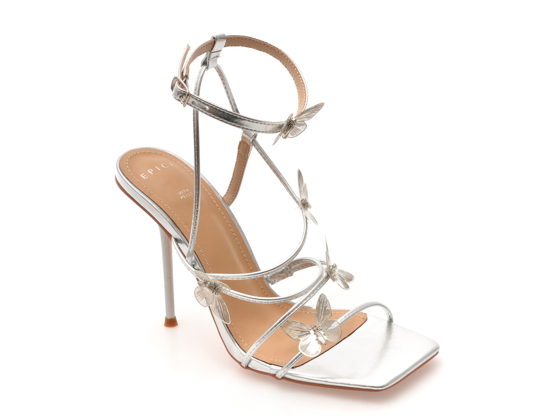Sandale elegante EPICA argintii, 82964, din piele ecologica 1 Sandale elegante EPICA argintii