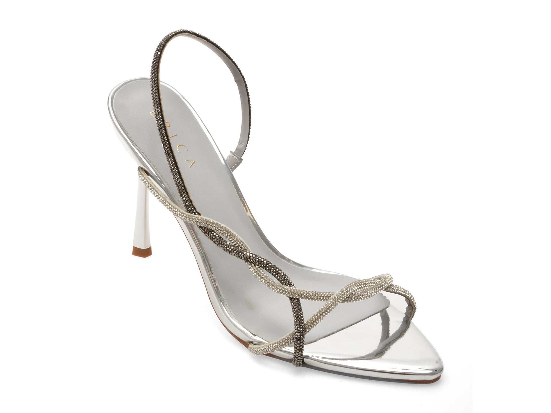 Sandale elegante EPICA argintii, 9183, din material textil 1 Sandale elegante EPICA argintii