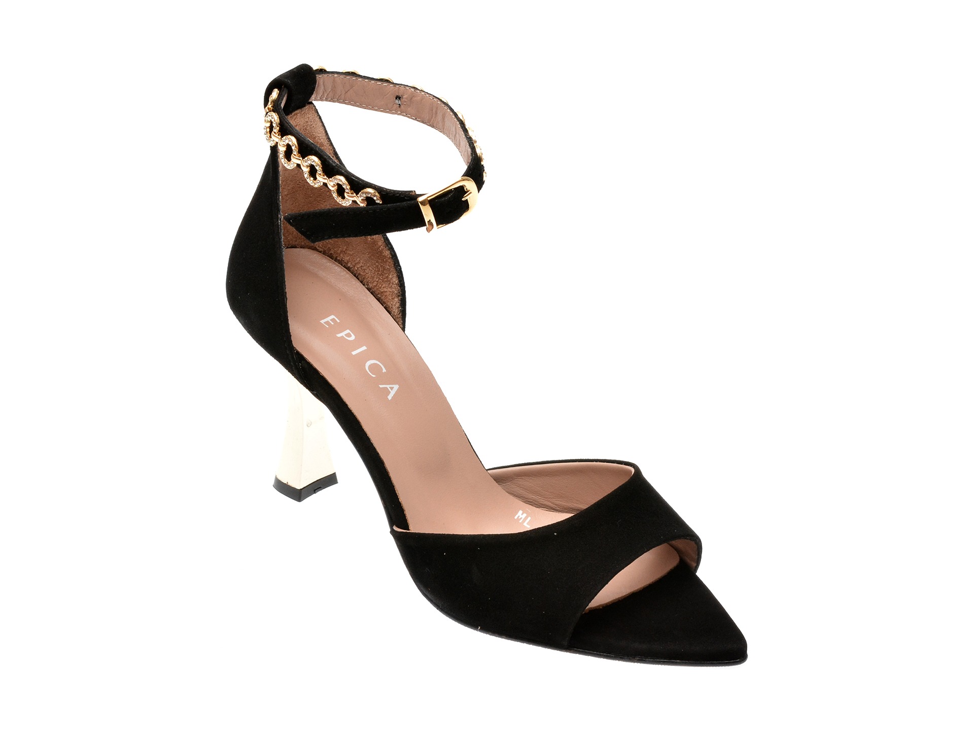 Sandale elegante EPICA negre, 1181, din piele intoarsa 2 Sandale elegante EPICA negre