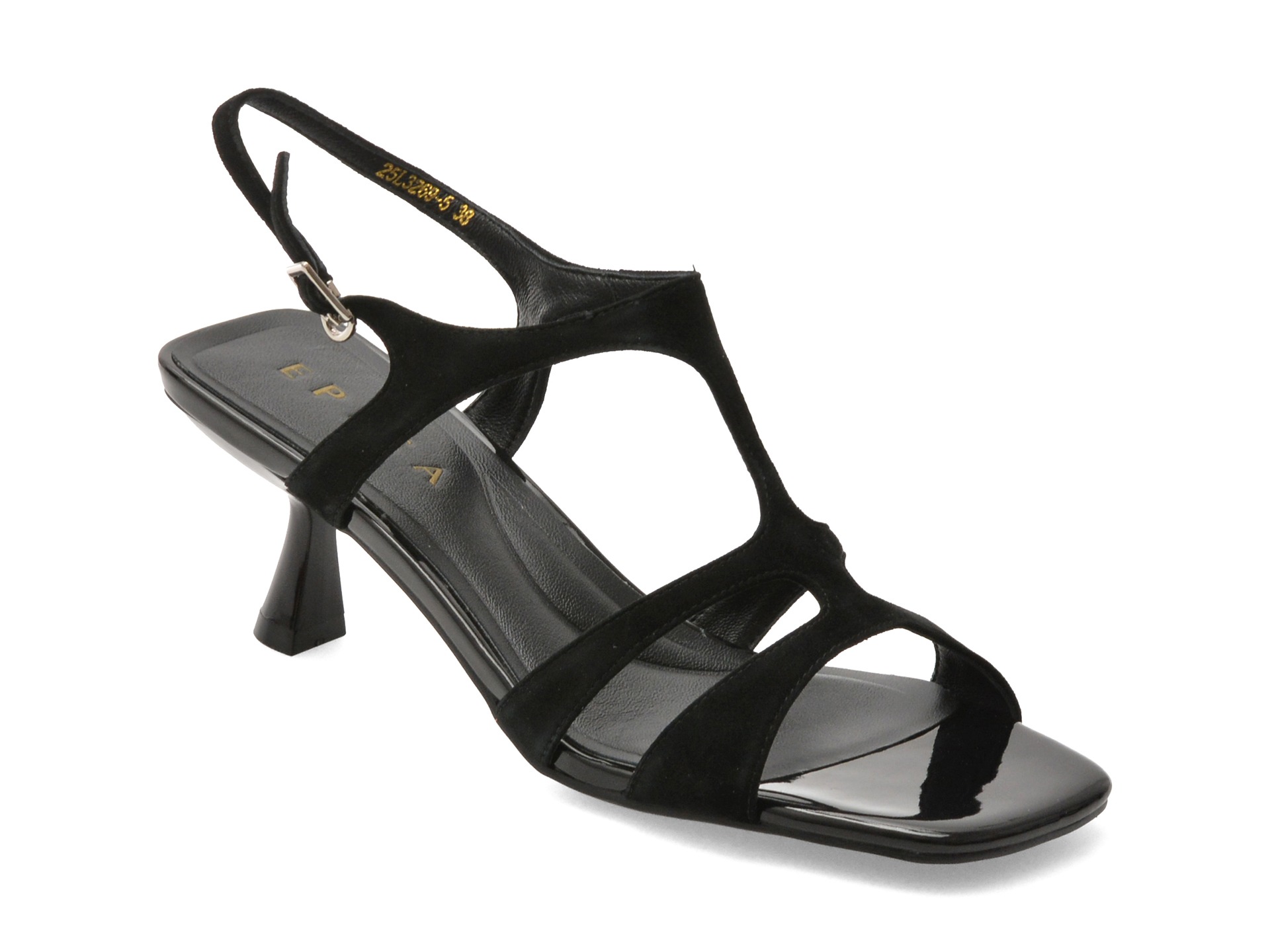 Sandale elegante EPICA negre, 3269, din piele intoarsa 1 Sandale elegante EPICA negre