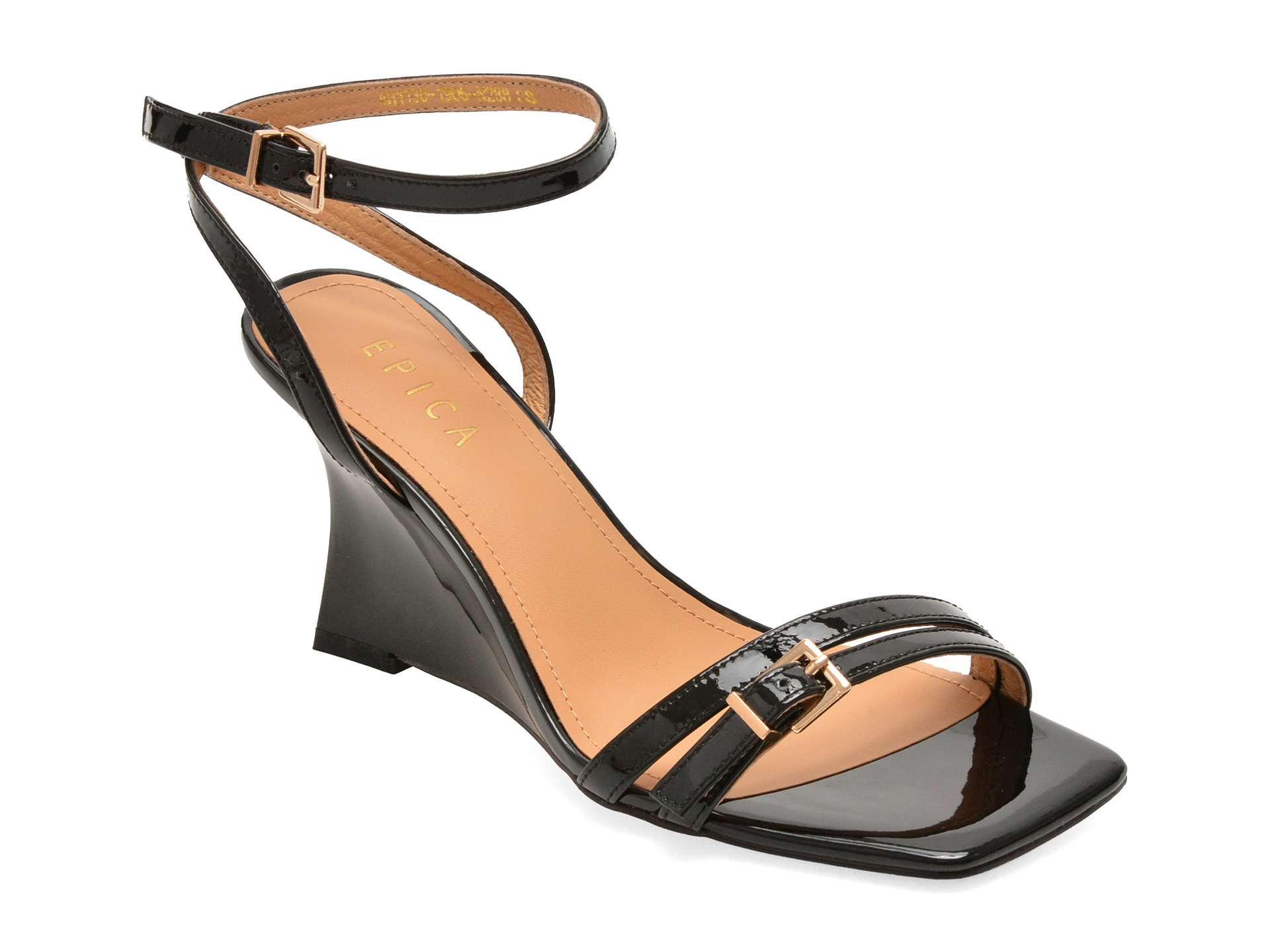 Sandale elegante EPICA negre, 4H1130, din piele naturala lacuita 1 Sandale elegante EPICA negre