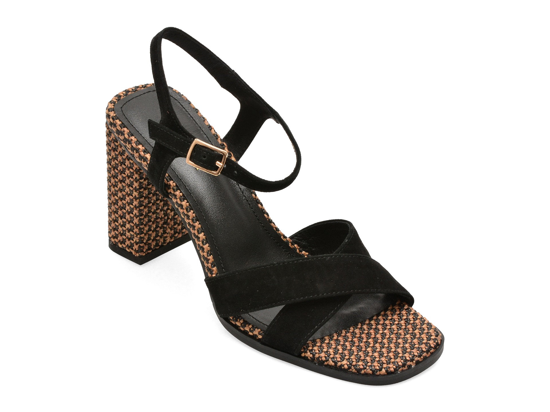 Sandale elegante EPICA negre, 5C995, din piele intoarsa 1 Sandale elegante EPICA negre