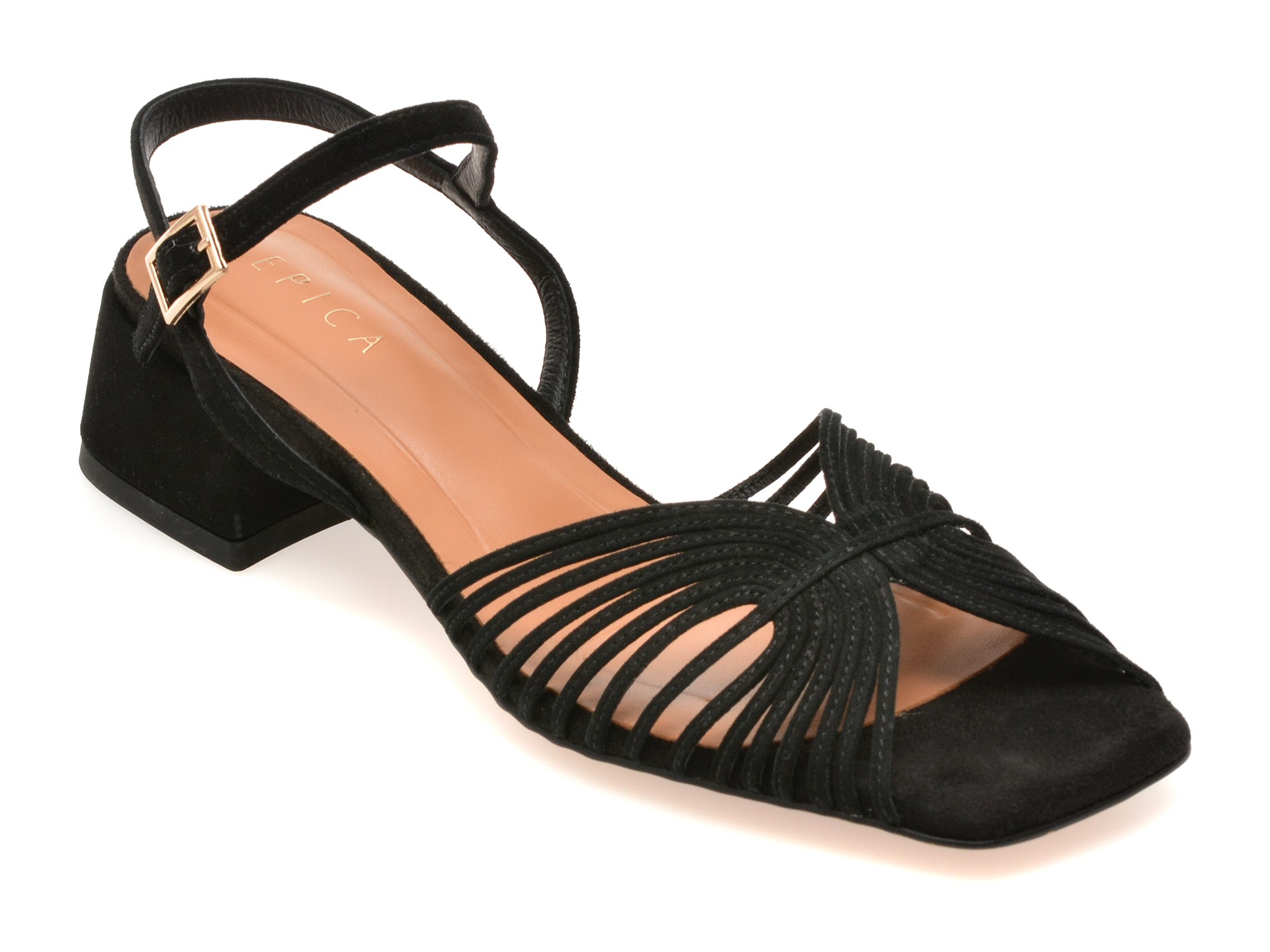 Sandale elegante EPICA negre, 5L178, din piele intoarsa 1 Sandale elegante EPICA negre