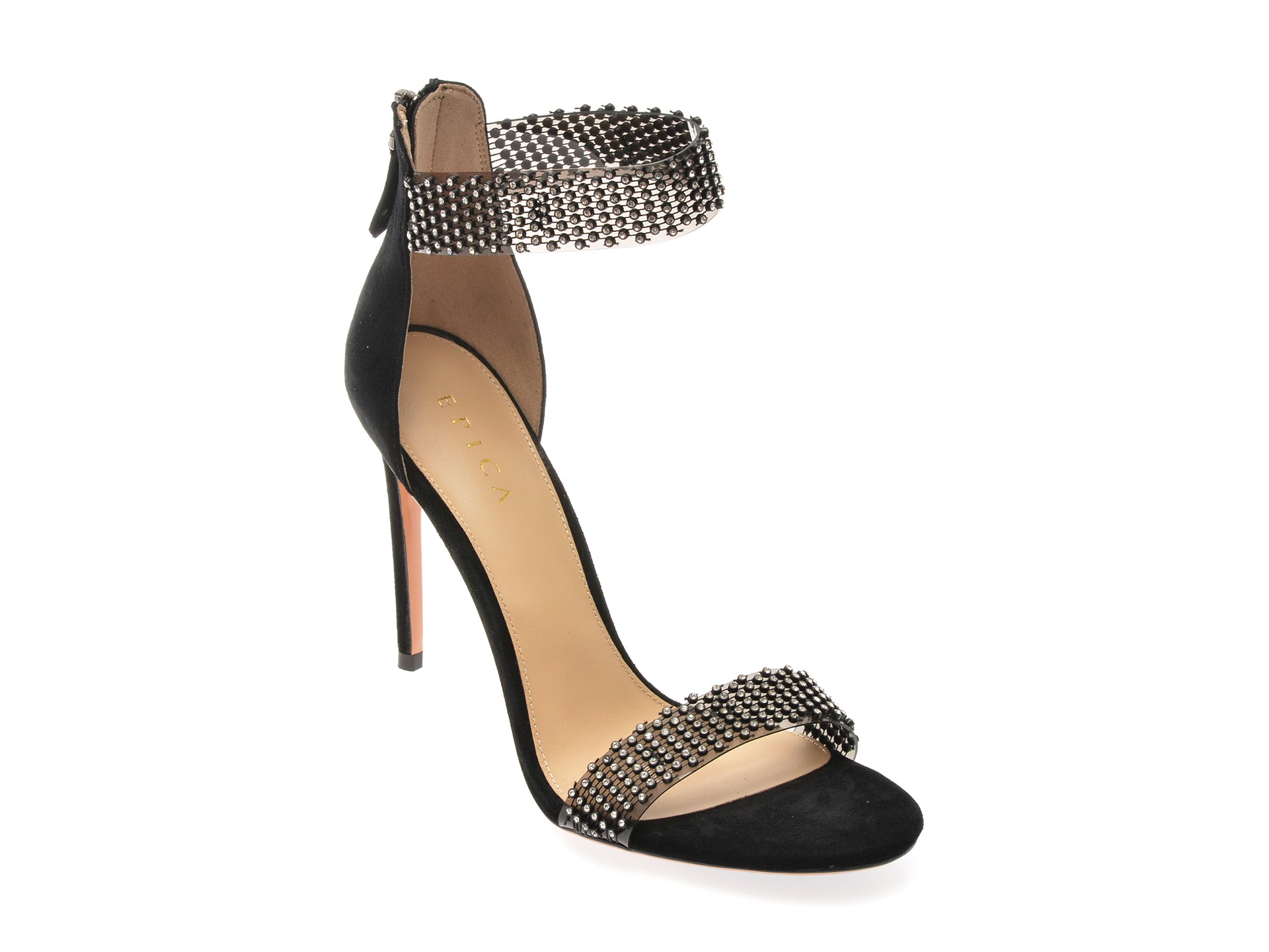 Sandale elegante EPICA negre, 972889, din piele intoarsa 2 Sandale elegante EPICA negre