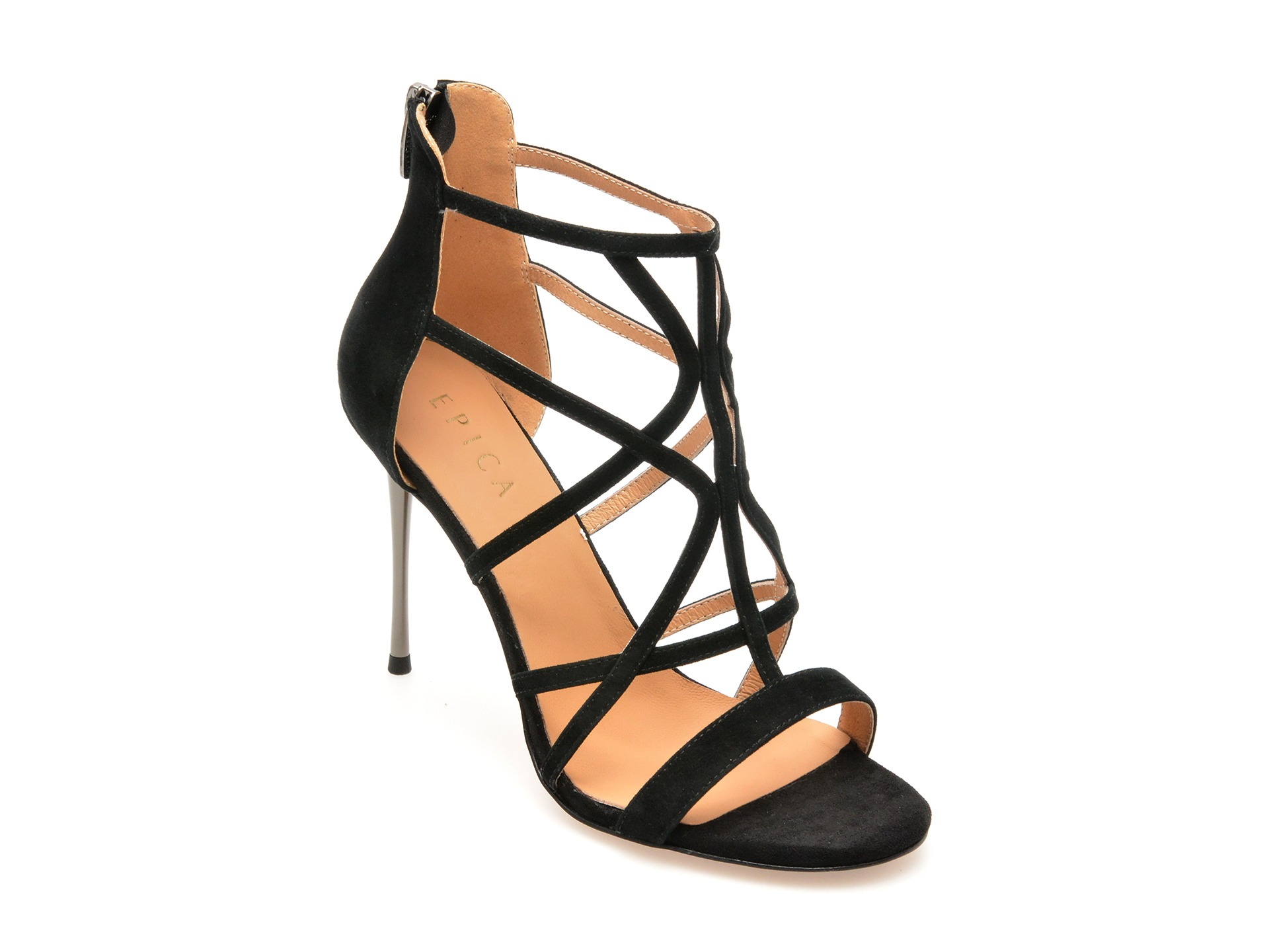 Sandale elegante EPICA negre, S36A, din piele intoarsa 2 Sandale elegante EPICA negre