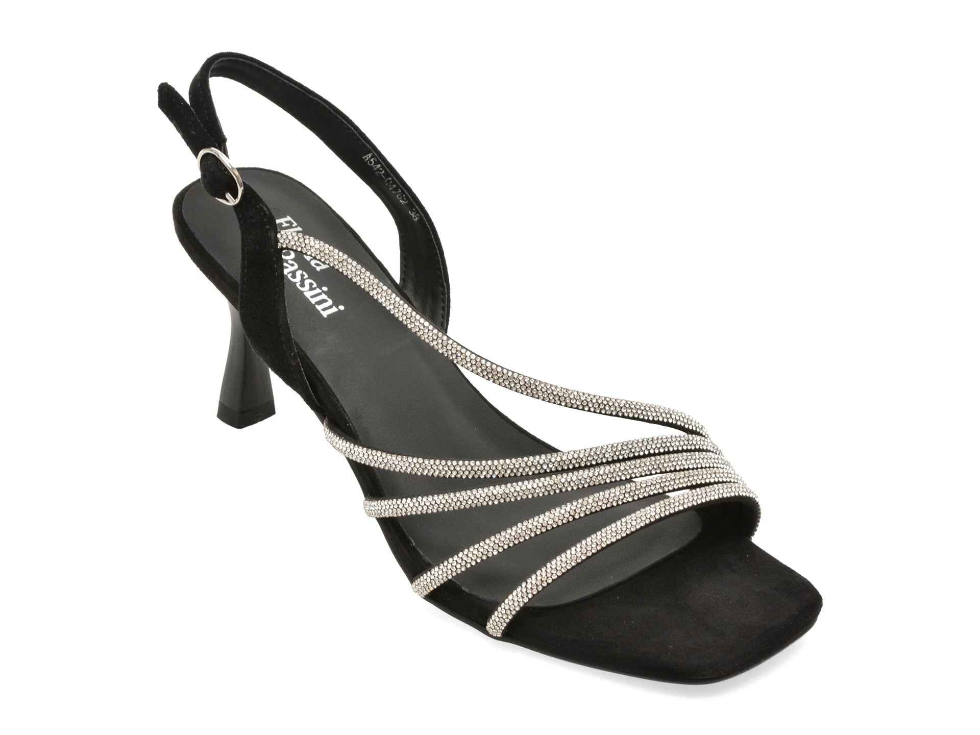 Sandale elegante FLAVIA PASSINI negre, A542, din piele intoarsa 1 Sandale elegante FLAVIA PASSINI negre