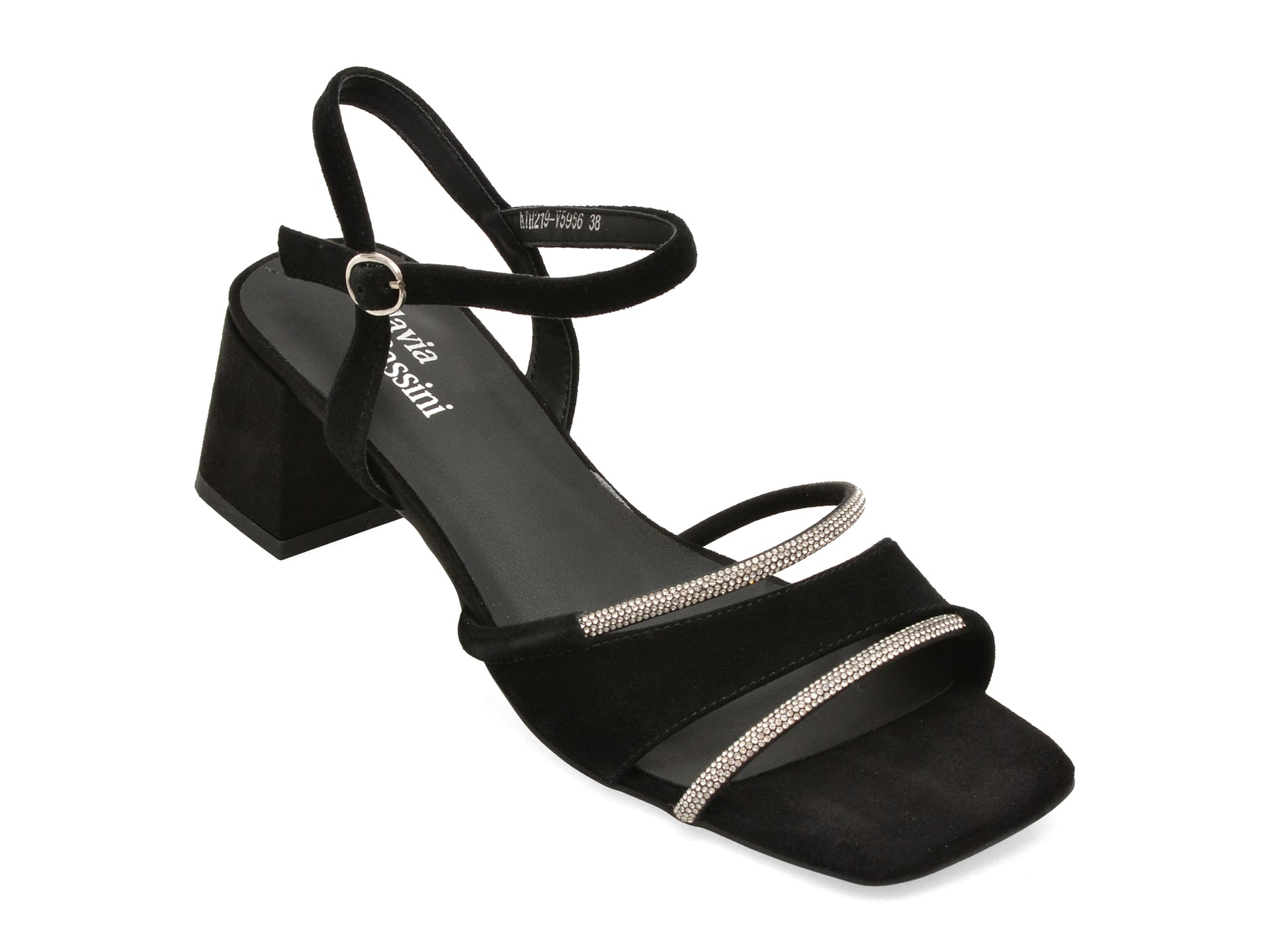 Sandale elegante FLAVIA PASSINI negre, ATH219, din piele intoarsa 1 Sandale elegante FLAVIA PASSINI negre