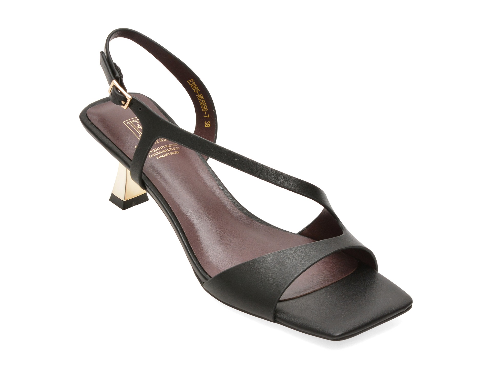 Sandale elegante FLAVIA PASSINI negre, E3085, din piele naturala 1 Sandale elegante FLAVIA PASSINI negre